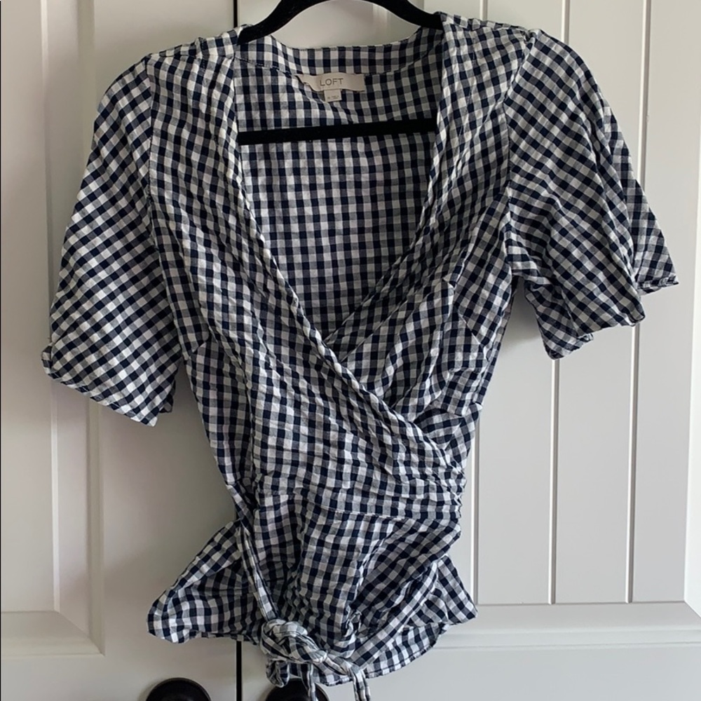 Gingham wrap shirt